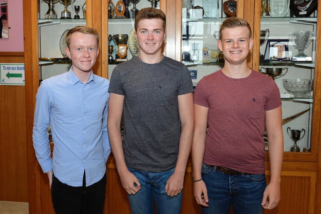 Carrickfergus Grammar School students, Philip McCullough, Aaron Stevenson and Nathan Fugard were among the top achievers at A Level in 2016. INCT 34-001-PSB