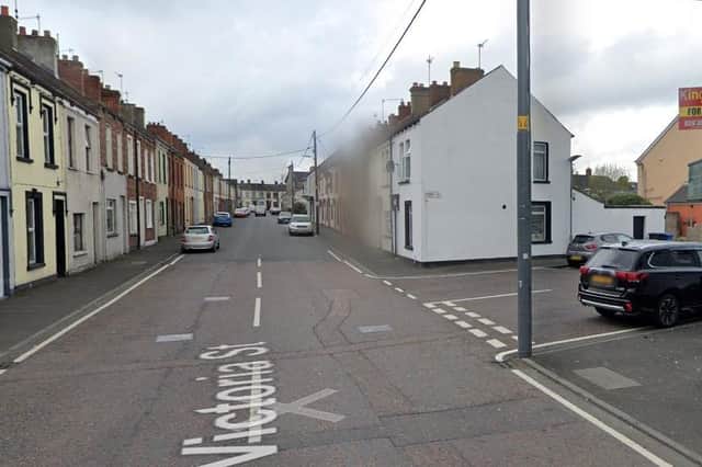 General view of the junction of Victoria Street and Derry Street, Lurgan. Photo by Google