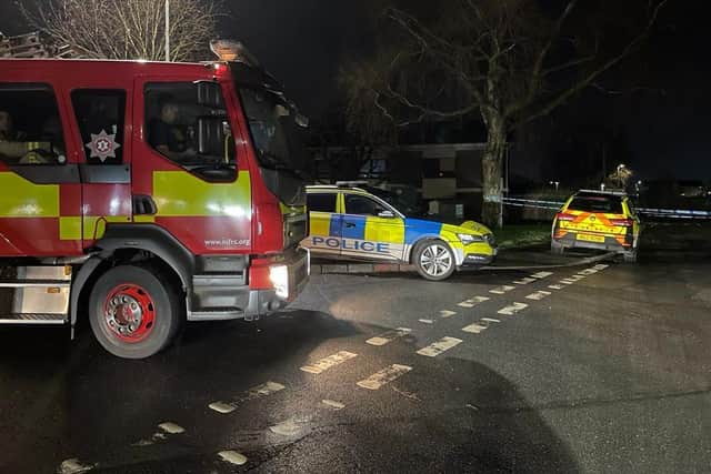 Emergency services at a major incident in Ballykeel 1 estate in Ballymena on Wednesday night. Picture: Pacemaker
