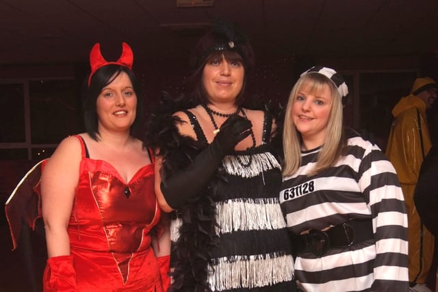 GOOD CRAIC...Tracy Herald, Eleanor Nailor and Emma Foster enjoy the craic at the Bertie Peacocks Youth Fancy Dress Party in the  Montra Club, Coleraine in 2009.