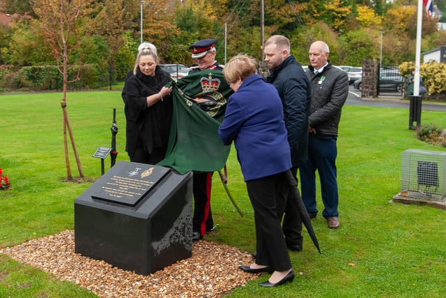 Unveiling the RUC GC memorial in Larne on Sunday afternoon.