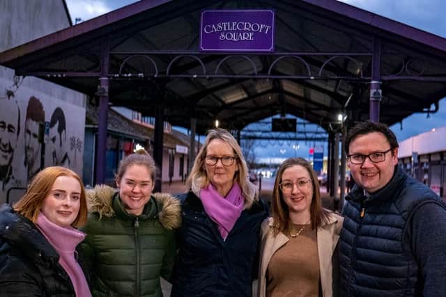 BEAM Dawn Walk Organisers Hannah Graham, Clare Doherty, Zara Hutchinson, Katherine Murphy and Lee Kane preparing for the walk through Ballymoney on Saturday 17 May from 4am. CREDIT BEAM