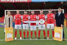 Launching Larne FC's new partnership with Pharmacy Plus and Revive Active.