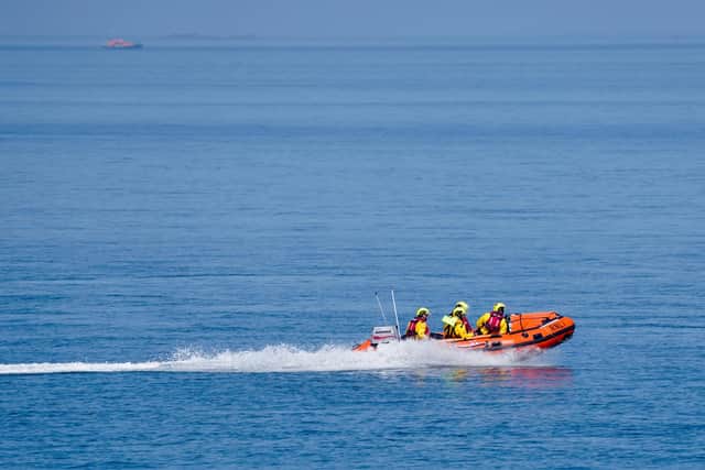 Larne RNLI's inshore lifeboat Terry returning to the station following the rescue at Drains Bay on Monday. Picture: RNLI