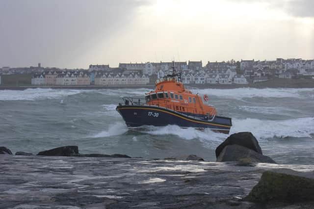 The RNLI is encouraging people to exercise extreme caution if visiting the shoreline, especially along exposed cliffs, seafronts and piers. Credit Portrush RNLI