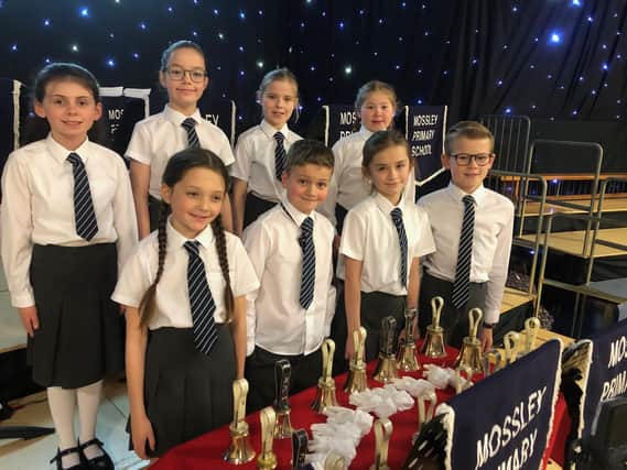 P6 and P7 members of the handbell group.