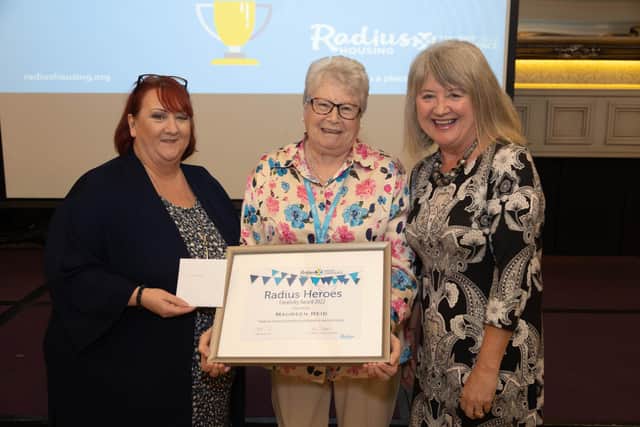 Maureen Reid of Cromlyn Fold in Hillsborough received her award from Radius Housing