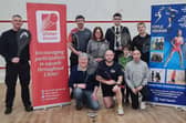 Pictured at the taster session in Coleraine Leisure Centre is the Mayor of Causeway Coast and Glens Cllr Ciaran McQuillan along with Niall Jackman (left) of Ulster Squash. CREDIT ALAN MCCAGUE