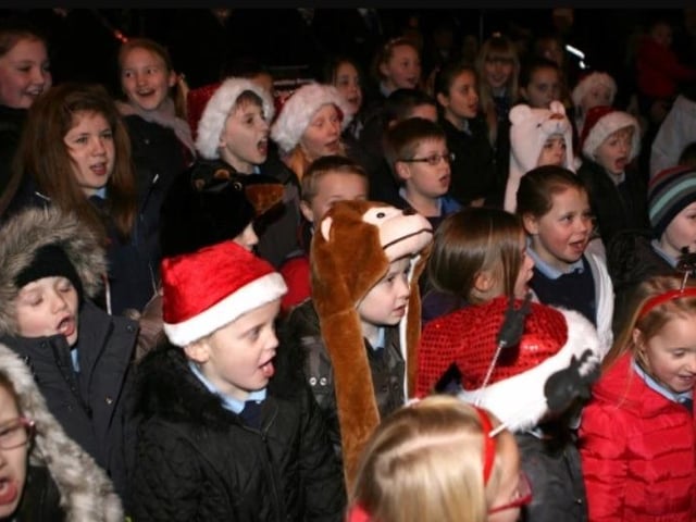 Pupils from Mallusk Primary School led the carol service at the festive switch on event in Mallusk in 2013.