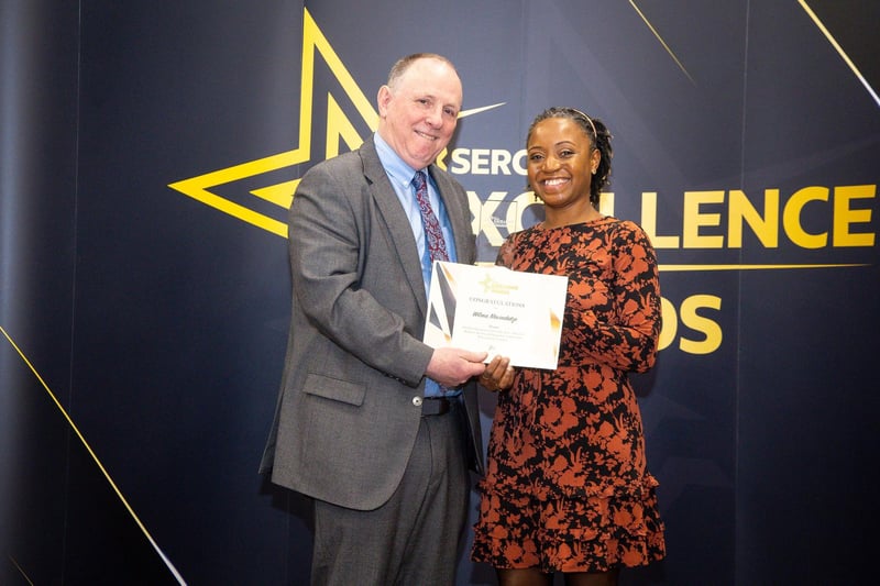 John Nugent, Chair, SERC Governing Body with Wilma Mavindidze, FE Student of the Year for School of Business, Health & Hospitality.