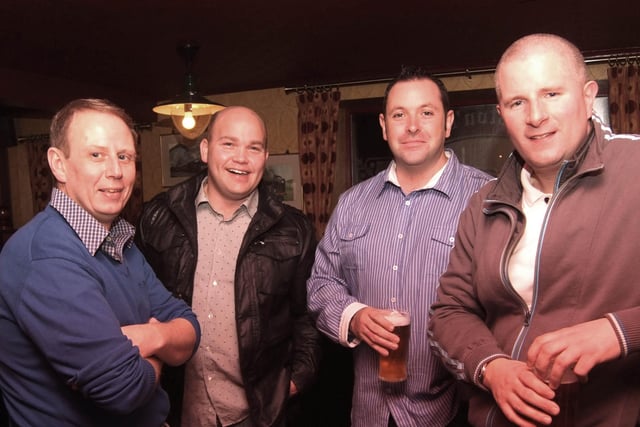 Sammy Duff, Roger Kirk, Gareth McPeak and  Don Cochrane pictured at a Haiti fundraiser in 2010 in the Railway Arms, Coleraine