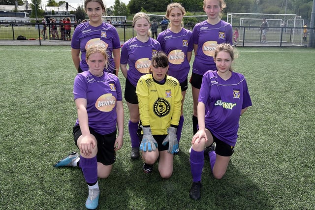 The Brownlow Integrated College year 10-11 team which took part in the Electric Ireland Schoolgirl Football Tournament at Lurgan Town FC on Friday.