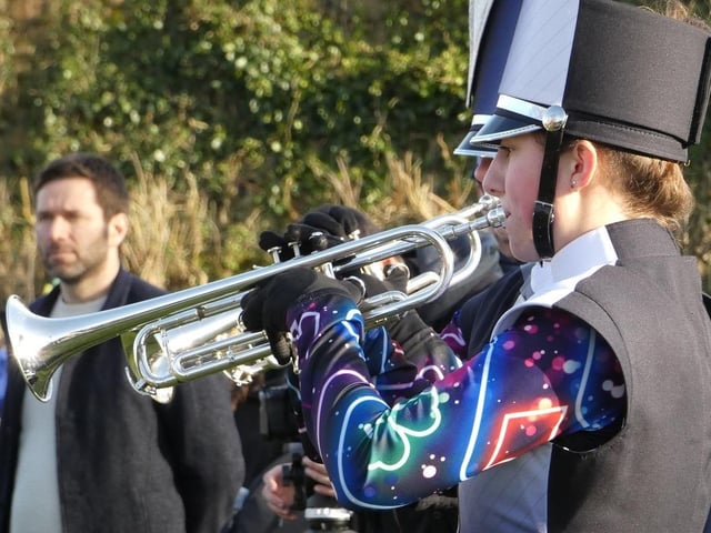 Clover High School Marching Band members taking part in the Larne event.