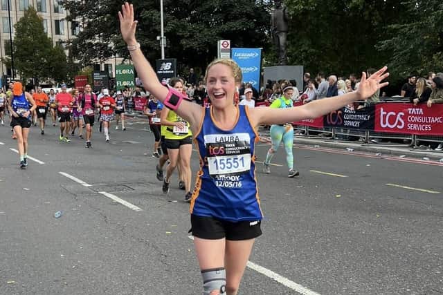 Portadown woman Laura Trueman who ran the London Marathon in four hours and twenty seven minutes. Laura lost her baby at 23 weeks and took part in the marathon to raise funds for the Sands Charity.