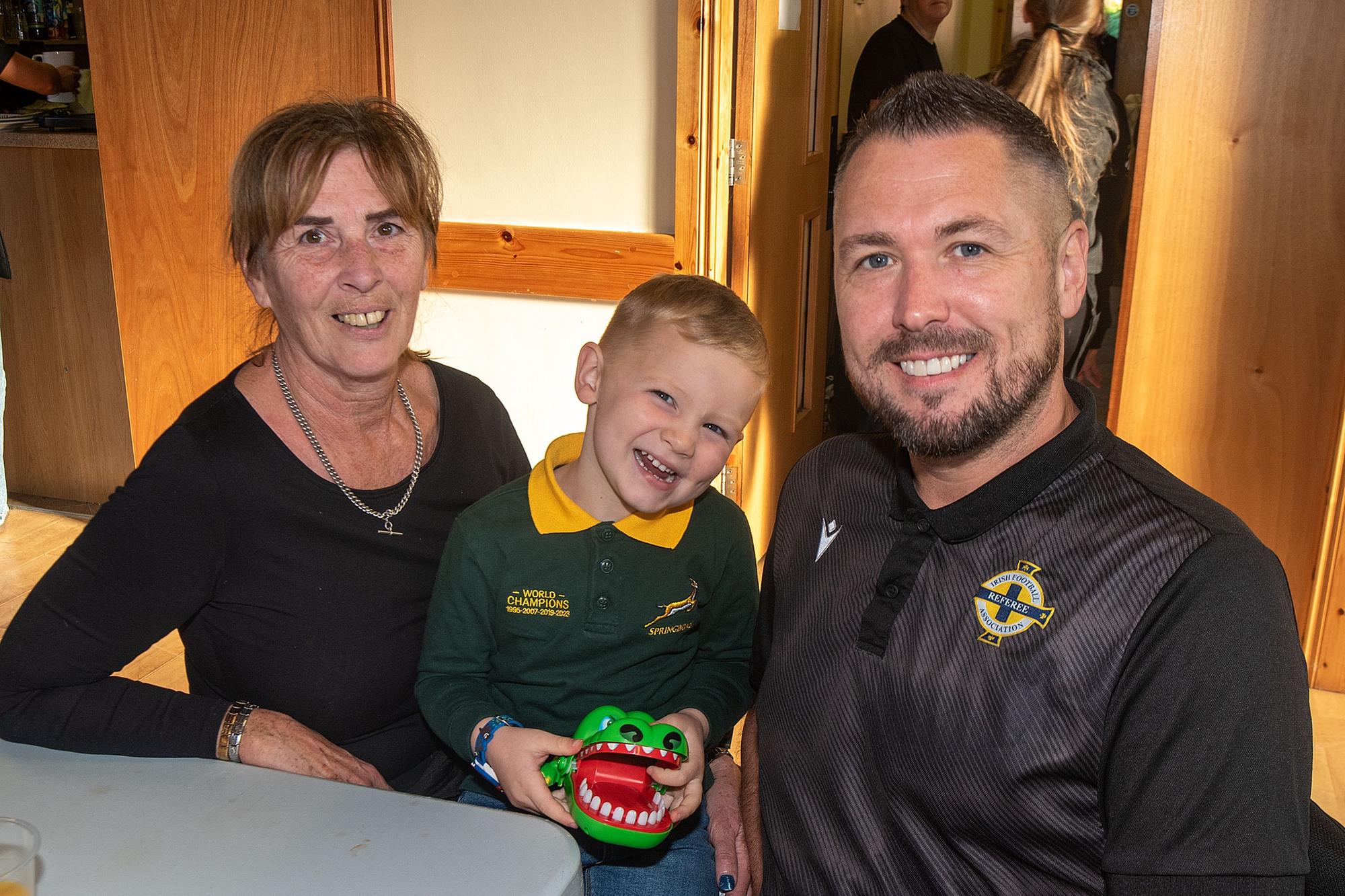 Three generations of the Sinton family who attended the Mavemacullen Accordion Band big breakfast. Included are from left, Amanda, grandson Caleb (3) and son, Neil.