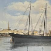 Painting by Maurice Taggart showing the schooner 'Result' moored at Carrickfergus.