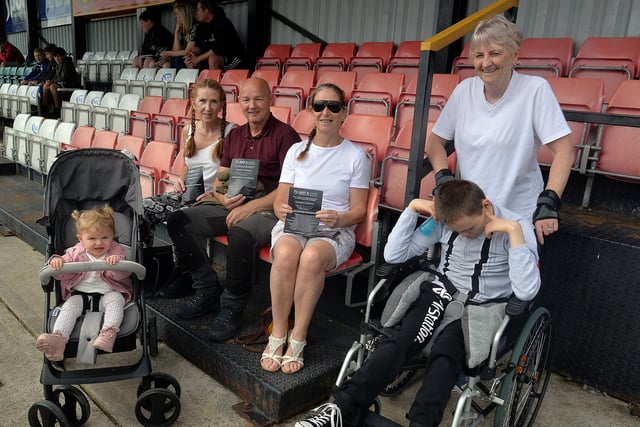 Some of the supporters who attended the charity football match between Oxford Sunnyside Veterans and a volunteer team representing the mental health charity, Just A Chat at Knockcramer Park, Lurgan, on Sunday morning. LM32-201.
