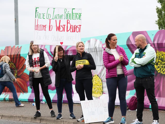 Spectators along the route of the Phoenix Energy Belfast City Marathon.