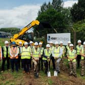 John Sowter, Justin Hicklin and Stuart Rowles from leading contractor Henry Brothers pictured at a groundbreaking event for a £22.5m scheme at Beacon Barracks in Staffordshire with representatives from NATO, 280 Signal Squadron and the Defence Infrastructure Organisation (DIO). Credit: Chris Terry photography