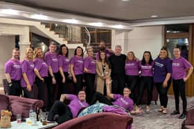 Lord Mayor of Armagh, Banbridge and Craigavon Council Sarah Duffy with all the dancers involved in this year's Strictly Come Dancing event at the Seagoe Hotel in Portadown in aid of Women's Aid Armagh Down. £24k was raised for the charity.