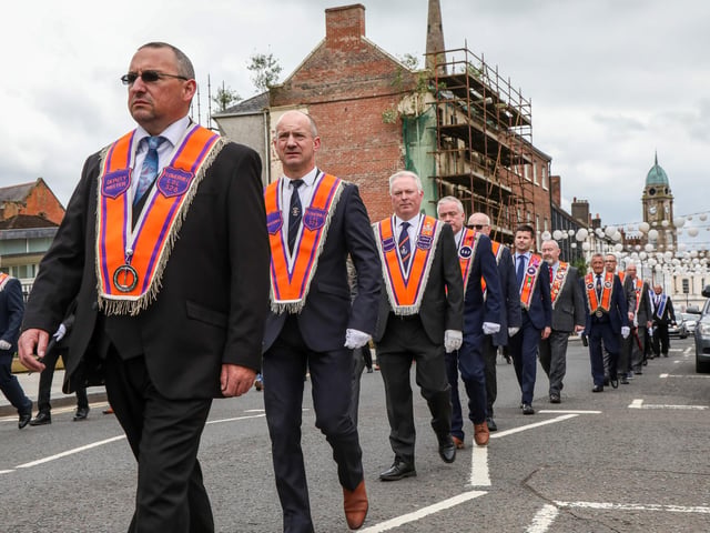 Pride of Ballymacash Flute Band led Lisburn District No 6 on Empire Sunday