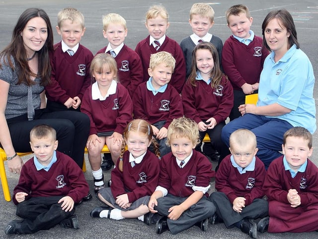 Largymore Primary School Primary One Teacher Miss Sharon Murphy and Classroom Assistant Mrs Catherine Griffin in 2009
