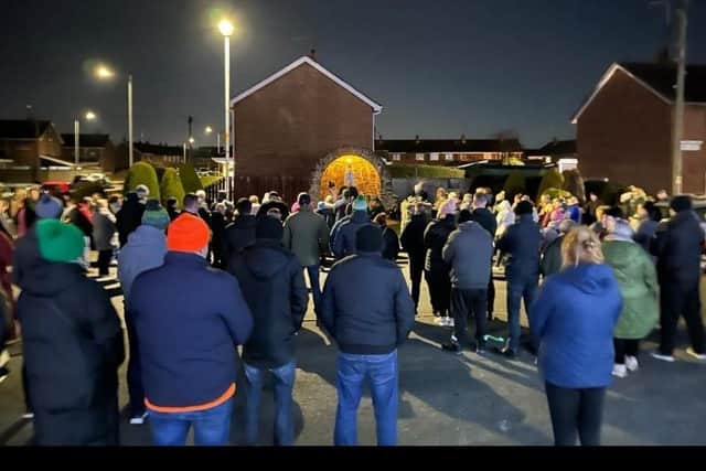 More than 100 people gathered at the Grotto in the Kilwilke estate in Lurgan to unite against drugs, dealers and exploitation. The North Armagh Community Support Group -  NACSG said: "The community of North Lurgan and beyond have had enough and the only way forward is to stand together to help support our young people and their families!"