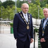 The newly elected Mayor of Lisburn and Castlereagh Councillor Andrew Gowan and Deputy Mayor Councillor Gary McCleave