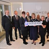 Pictured at Rushmere Shopping Centre, from left: Anthony Kane – Security; Tomas Vaitiekus – Security and Customer Care Team Leader; Trudy Callaghan – Information Desk; Ian Gregory – Security; Alderman Margaret Tinsley – Lord Mayor of Armagh, Banbridge and Craigavon; Celina De Freitas - Information Desk; Loura McQuillan – Cleaner; Katarzyna Szysler – Security;  Brian Hynes - Facilities and Maintenance Team Leader; John McKenna – Security. Agnieszka Stepien- cleaner and Martin Walsh - Rushmere Shopping Centre Manager. Picture: supplied by Rushmere Shopping Centre