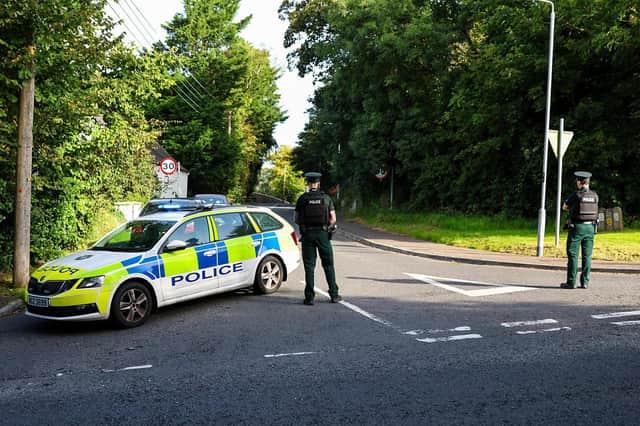 PSNI officers pictured earlier today (Tuesday) at Church Road in Castlereagh, which has now reopened after a security alert. Photo by: Graham Baalham-Curry / Press Eye