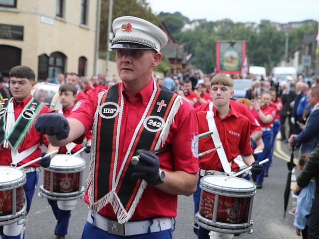 Keeping the beat for the 'Last Saturday' parade in Larne.