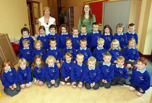 Downshire Primary School P1McK class pictured in 2007 with teacher Mrs Sarah McKinney and Classroom Assistant Mrs Heather McCammond