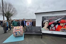 Dollingstown Lodge unveils a 'fitting memorial' including a bench, Lambeg Drum and mural, to Queen Elizabeth II