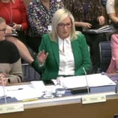 The Executive Office won't confirm whether First Minister Michelle O'Neill - or junior minister Aisling Reilly - will attend TEO committee this week. At their last appearance, the First Minister was accused of attempting to 'shield' Ms Reilly (left) from questioning on the Michael McMonagle case during a Stormont committee.