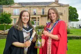 Honours Degree in Agricultural Technology graduate, Alice McBride (Newry) was awarded the Lynne Dawson Memorial Award for the top student in Livestock Production by Dr Elizabeth Earle at the CAFRE Graduation Ceremony.