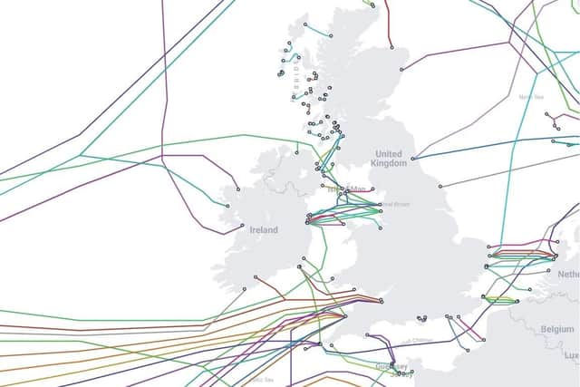 The UK will assist with the protection of Ireland's undersea cables under a recent deal. Image: Submarine Cable Map.