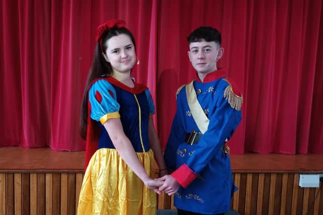 Snow White and Prince Harry will be performed by Northern Regional College Level 3 Performing Art students Claudia McLaughlin-Hunt and Lewis McMaster in the College’s panto – Snow White and the Seven Dwarfs. Credit NRC
