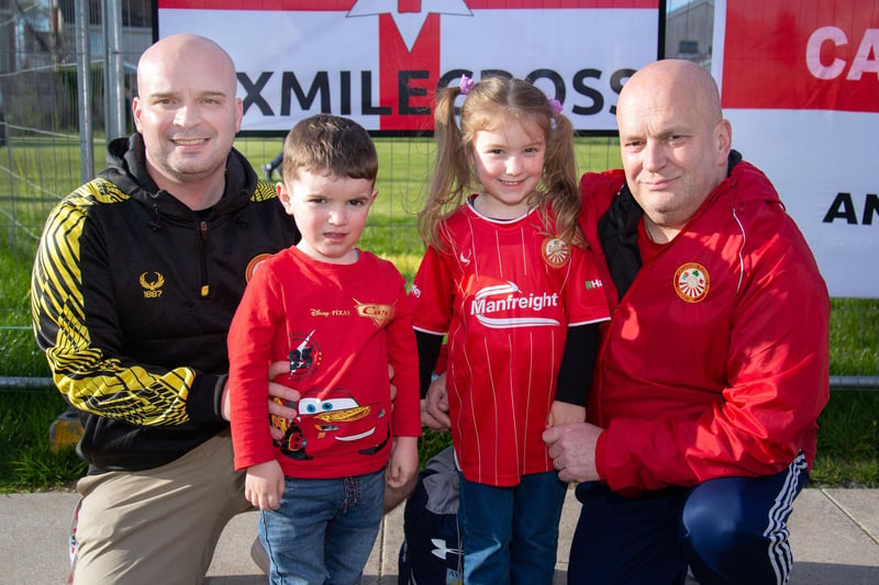 Pictured at the  Portadown Football Club Family Fun Night are from left, Joshua Porter, Ezra Gibson (3), Ruby Gibson (4) and David Porter. PT17-225.