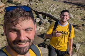 Causeway Coast DJs Darran Wallace and Robbie Dani who are taking on a 12 mountain challenge in aid of AWARE. CREDIT DARRAN WALLACE
