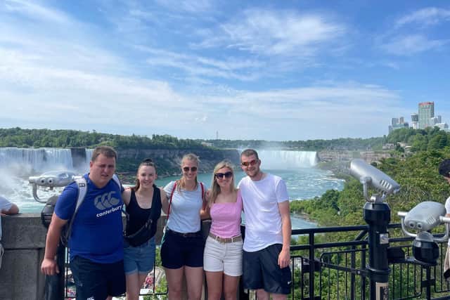 Taking in the sights of the spectacular Niagara Falls.