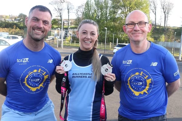 Holly Brick  from Ballycastle Runners club C25K group pictured during a reception for Paul Quinn  and Kevin Murphy  who took part in the London Matathon to raise money for charity