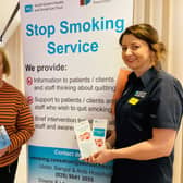 Majella McKeown with South Eastern Trust Smoking Cessation Co-Ordinator Alison Garrett. Pic credit: SEHSCT