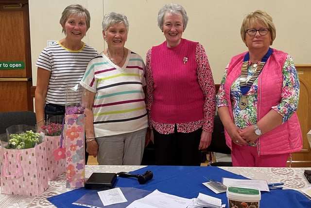 New President Betty Scott thanking Lorna McClure, Irene Nevin and Irene Munnis for their help in presiding over the AGM