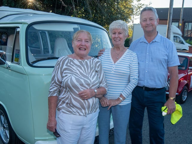 Looking relaxed at the Mahon Hall vintage rally are from left, Pearl McCammick, Sally Jameson and Jim Willis.