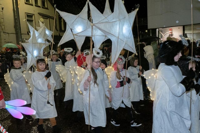 Angels taking part in the festive parade in Ballymena