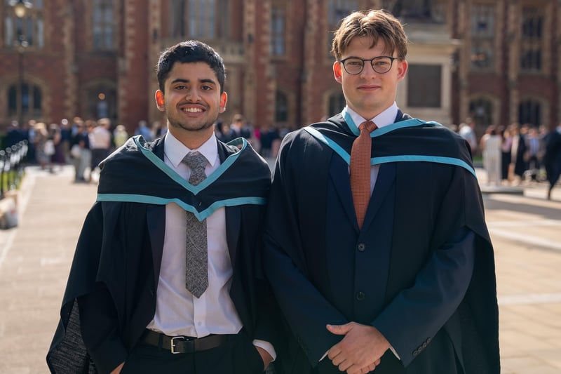 Alwyn Jimmy from Letterkenny and Oliver Lees from Great Rissington, Cheltenham, each graduate with a degree in Law.