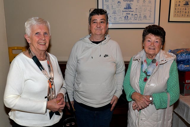 Reasy for a great night of country music at the Country and Gospel Concert in Tartaraghan Parish Church Hall are from left, Eva Alexander, Sharon Telfors and Heather Black. PT41-223.