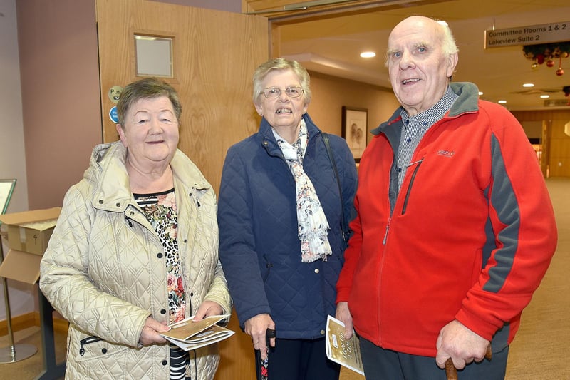 Pictured at the Southern Area Hospice Light up a Life ceremony at Craigavon Civic Centre are from left, Roberta Hutchinson and Margaret and Harold Beck. PT50-228.