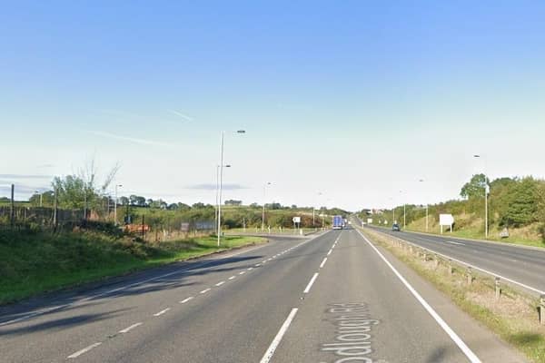 The A4 Woodlough Road, Dungannon, which is closed due to a multi-vehicle collision. Credit: Google Maps