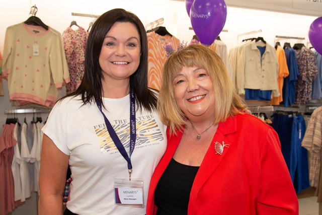 Menarys Lurgan store manager, Lynette Young pictured with customer, Kim Bailie at the opening of the new shop. LM18-210.